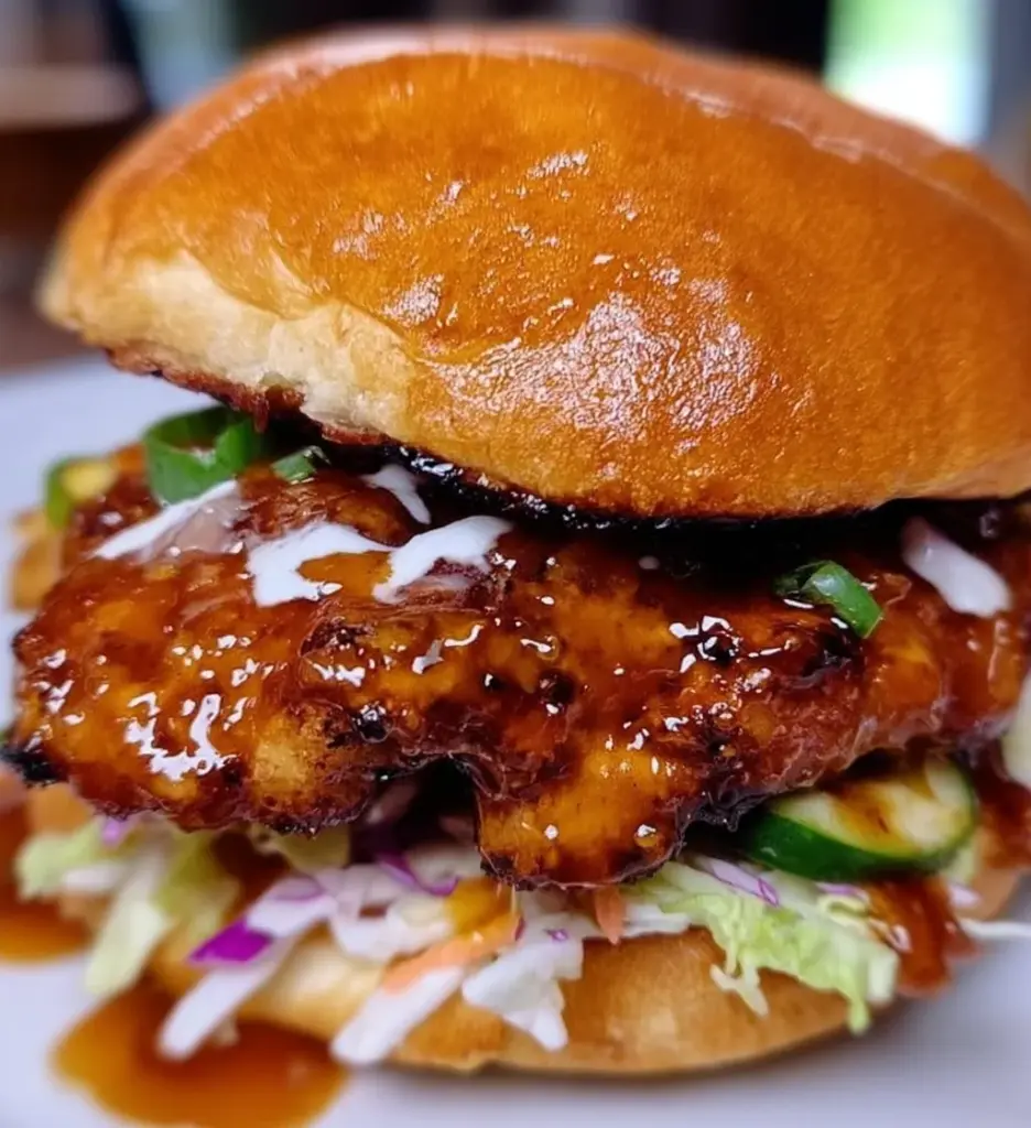 Maui Wowie Chicken Sandwich with tropical toppings and fresh chicken