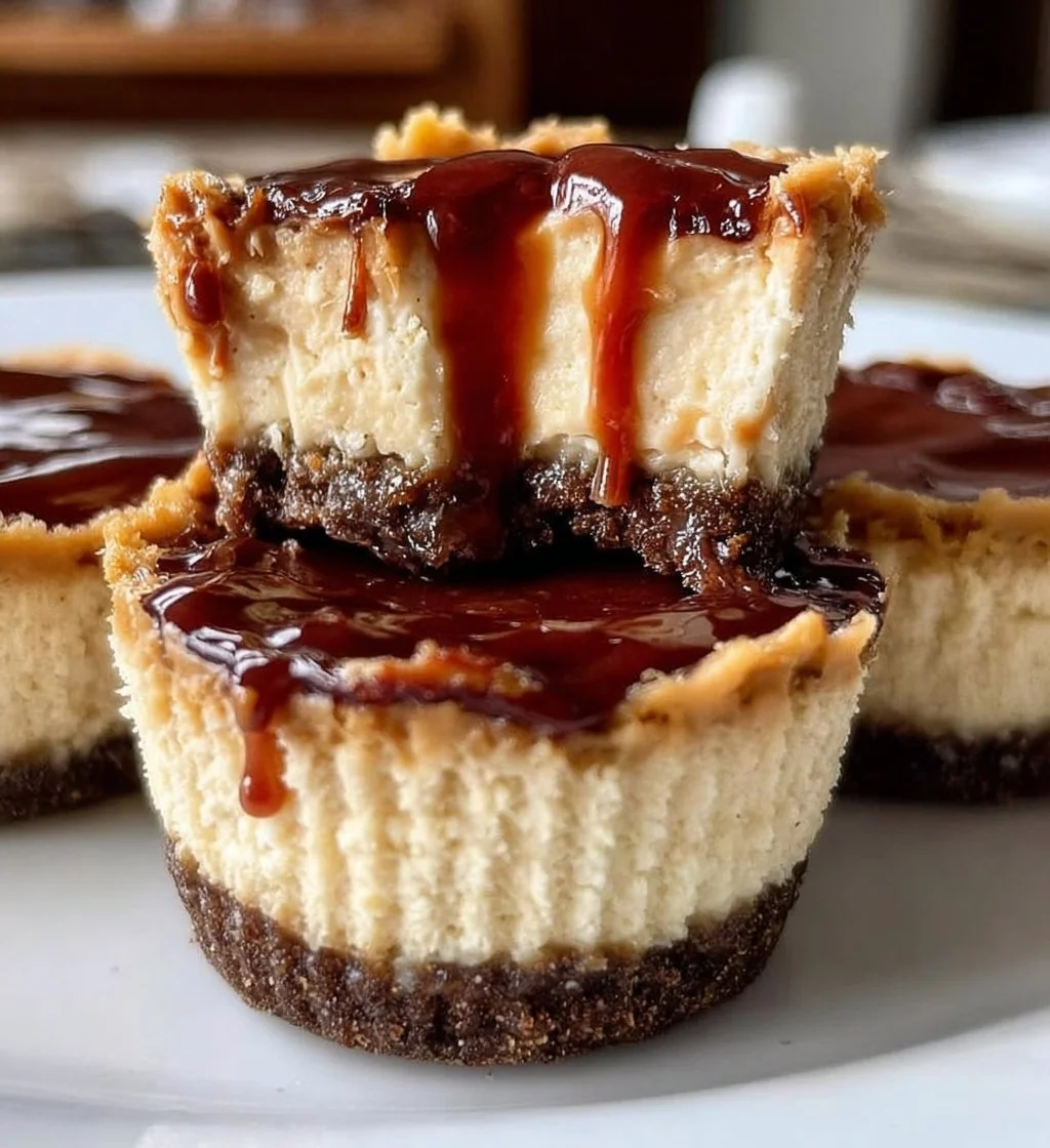 No-bake peanut butter cottage cheese cheesecake cups topped with chocolate drizzle