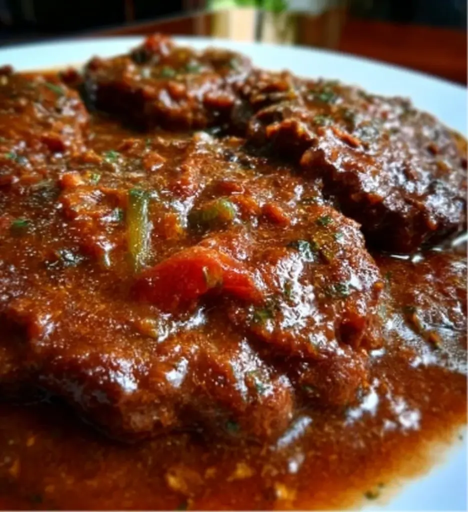 Delicious Old-Fashioned Swiss Steak served with vegetables