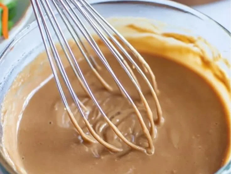 Delicious peanut sauce served with fresh spring rolls