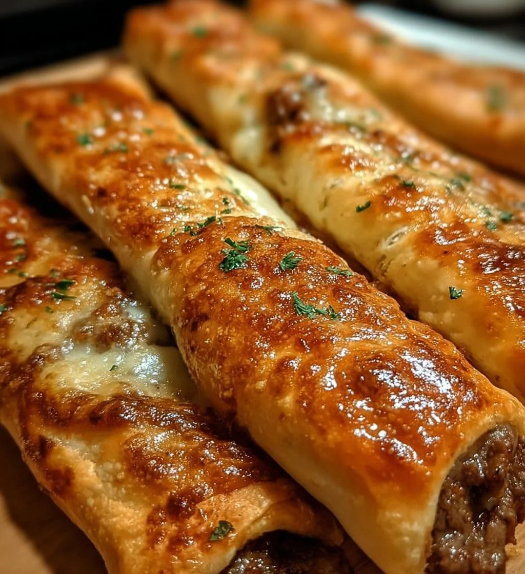 Delicious Philly Cheesesteak Breadsticks with melted cheese and steak filling