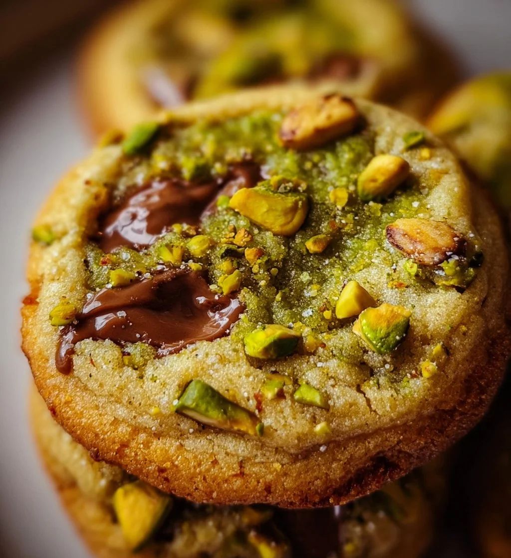 Delicious pistachio cream cookies on a blue plate
