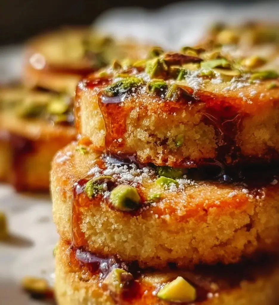 Homemade Pistachio Shortbread Cookies on a baking tray