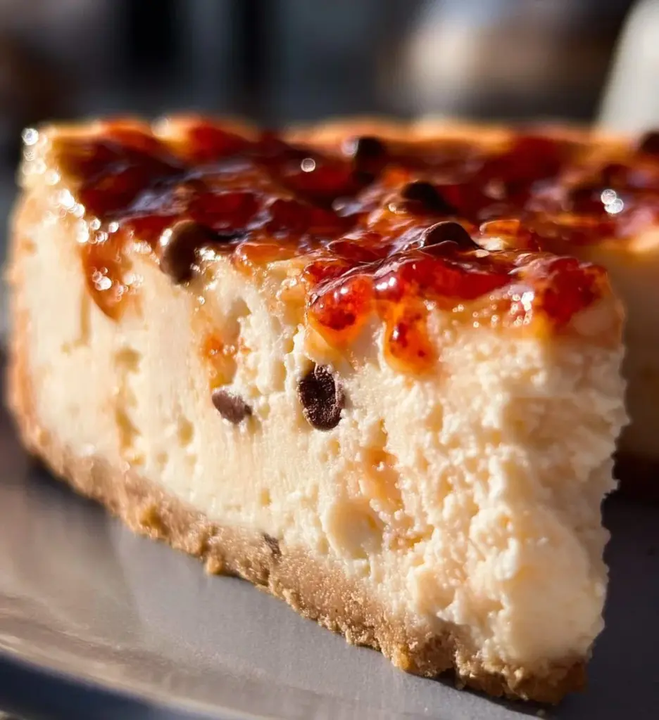 Delicious homemade Protein Cheesecake topped with fresh berries