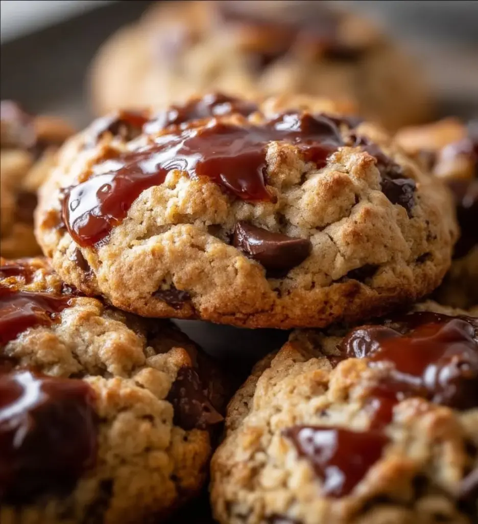 Delicious protein Greek yogurt cookies on a plate with chocolate chips