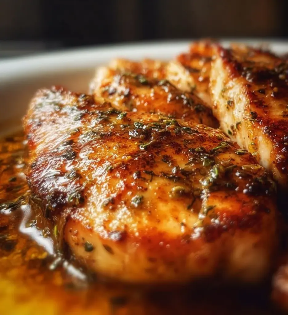 Slow Cooker Chicken Breast in a bowl with herbs and spices, ready to serve.