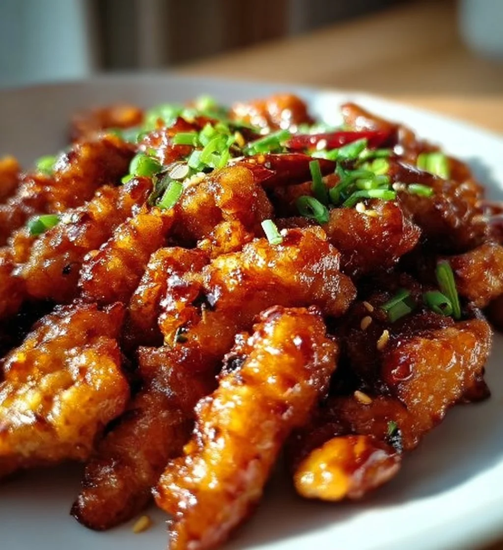 Delicious Spicy Dragon Chicken served with vibrant vegetables