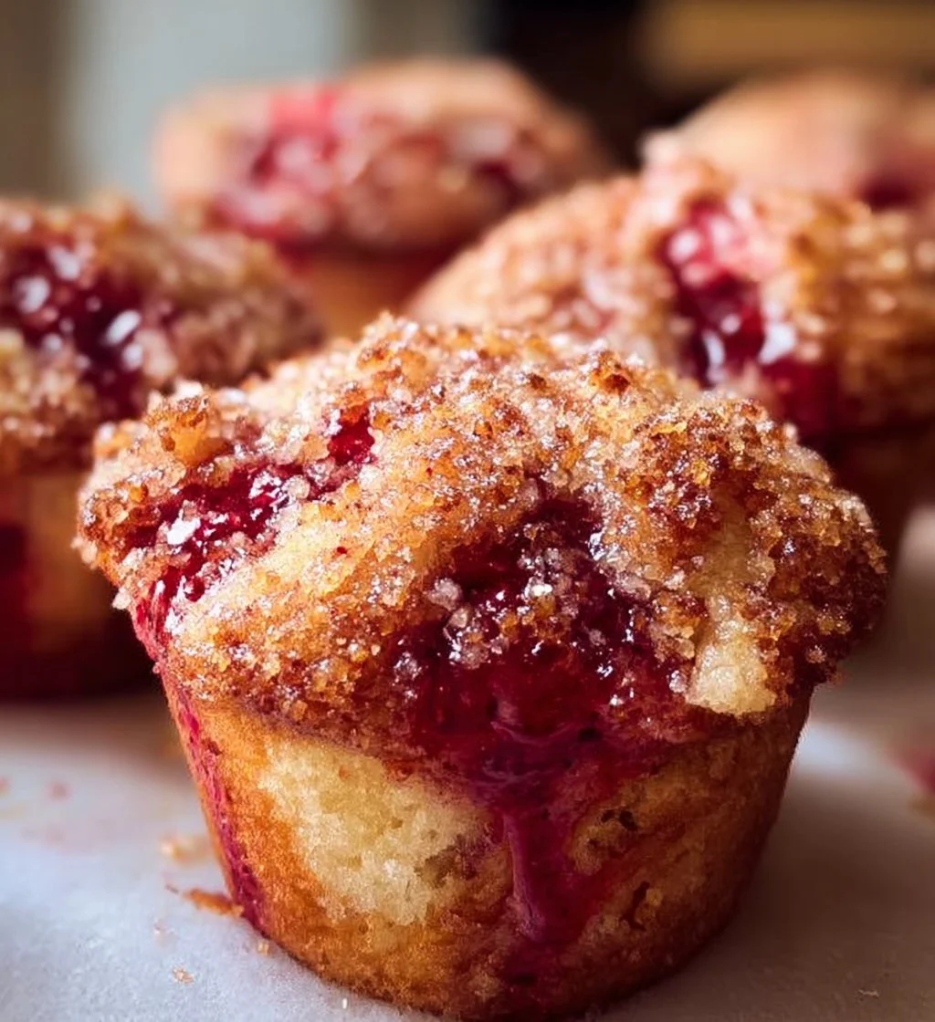 Strawberry shortcake muffins topped with fresh strawberries and whipped cream.