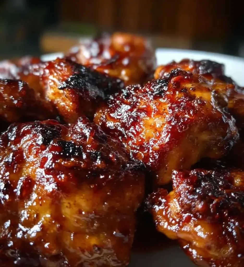 Sweet Baby Ray's Crockpot Chicken served in a bowl with sauce and herbs