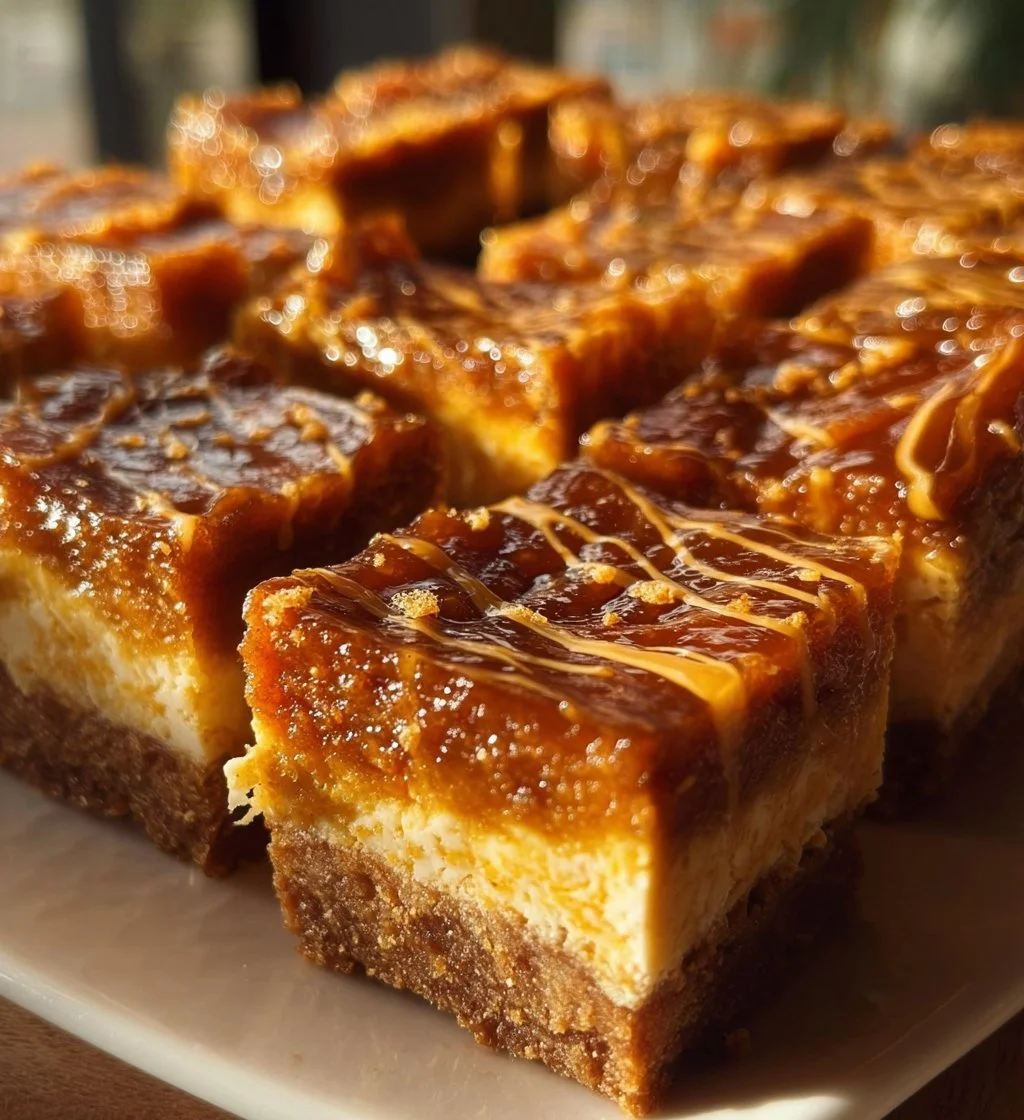 Delicious sweet potato cheesecake squares on a dessert plate