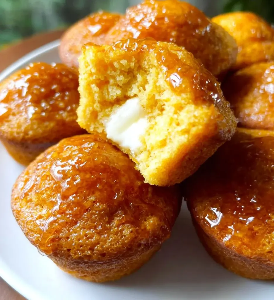 Freshly baked Sweet Potato Cornbread Muffins on a wooden table