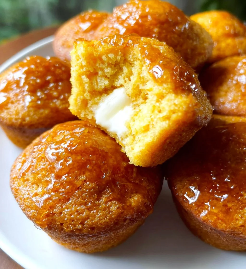 Freshly baked Sweet Potato Cornbread Muffins on a wooden table