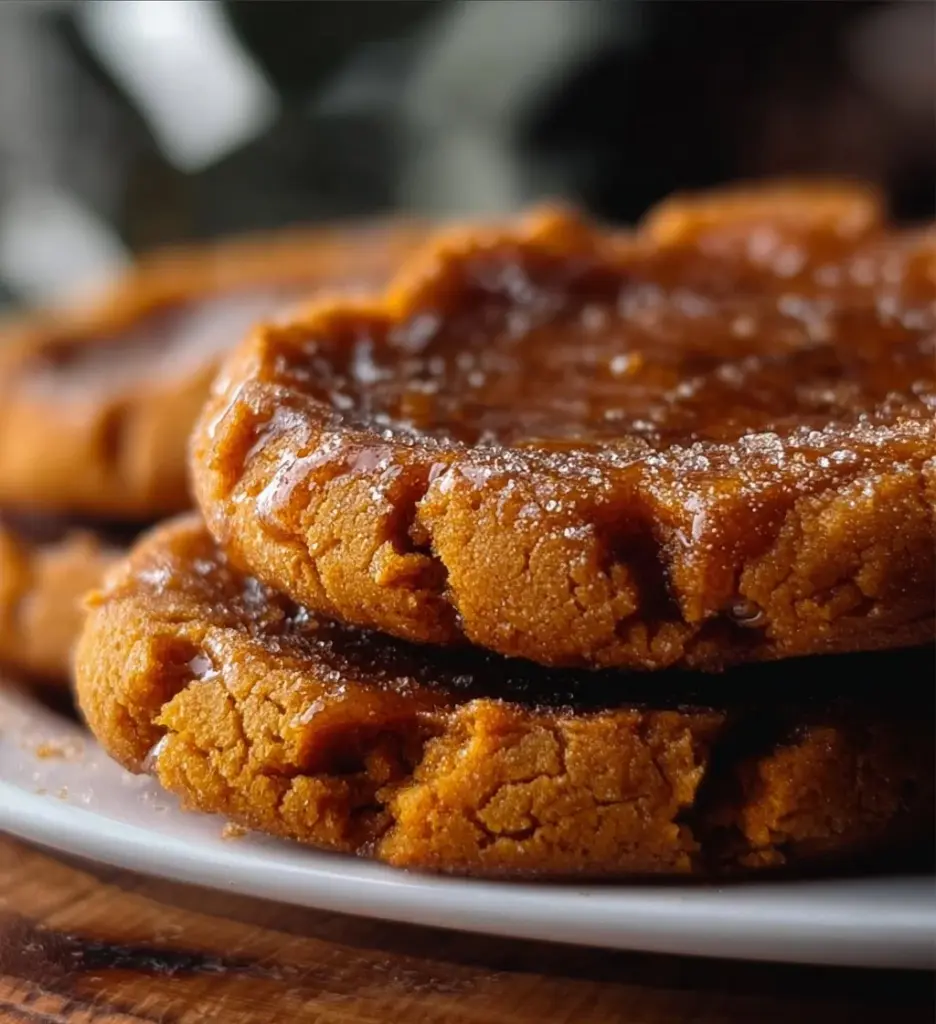 Sweet potato pie cookies on a decorative plate, topped with whipped cream.