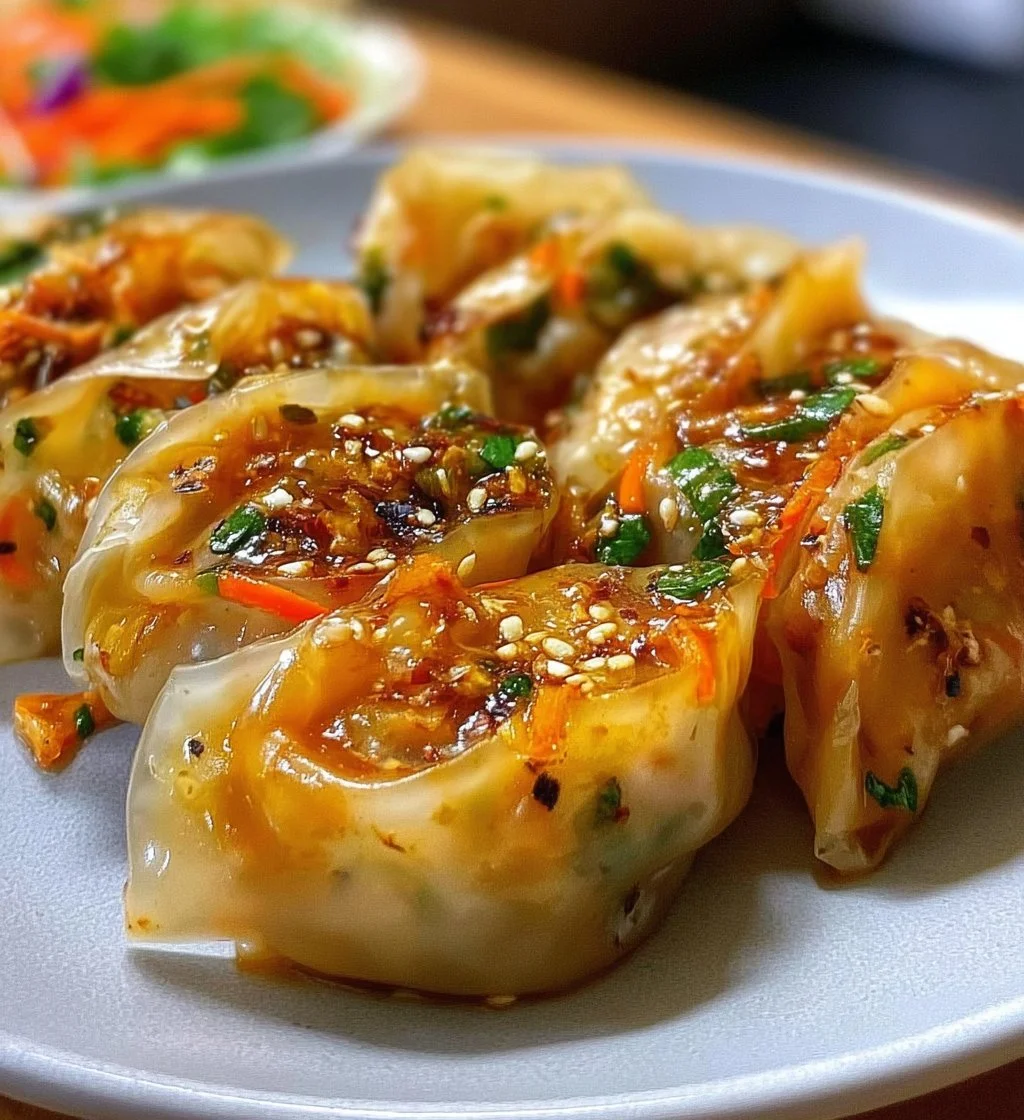 Plate of homemade Thai dumplings served with dipping sauce