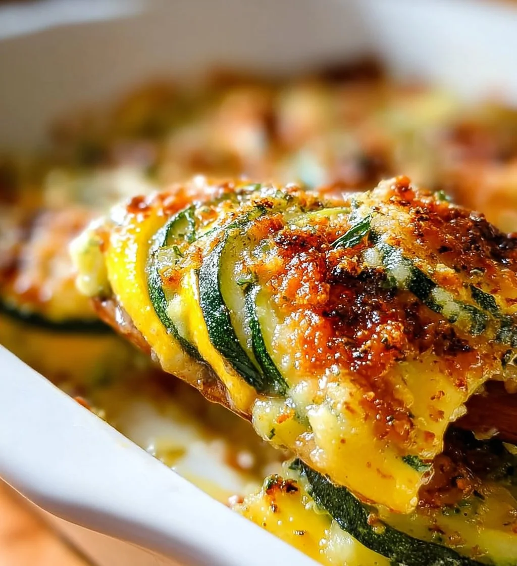 Delicious Zucchini Casserole with squash and savory toppings