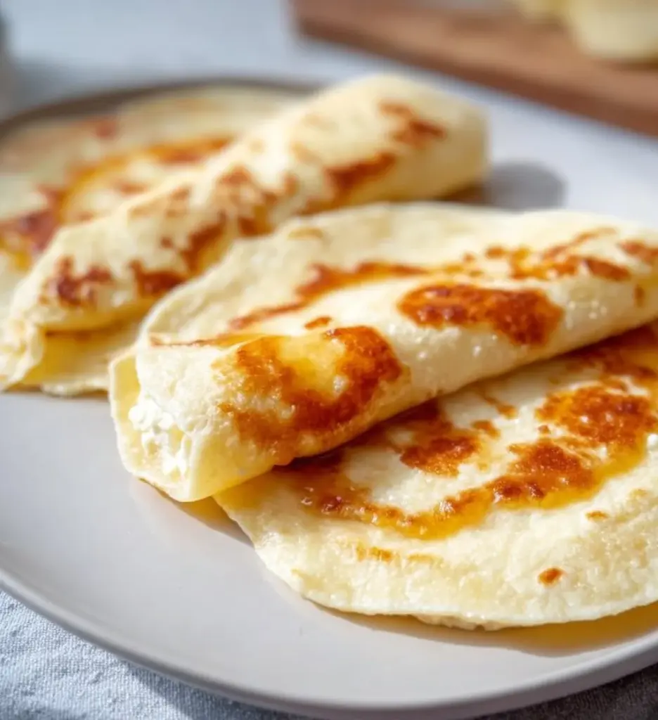 Delicious 2-ingredient cottage cheese wraps ready to serve.