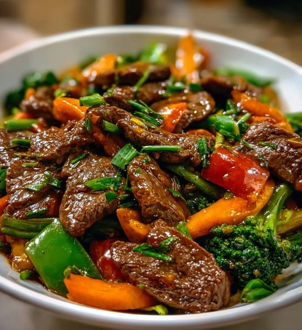 Delicious 30-minute beef stir fry with colorful vegetables in a wok.