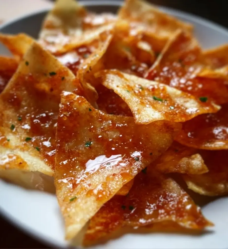 Crispy air fryer rice paper chips served in a bowl