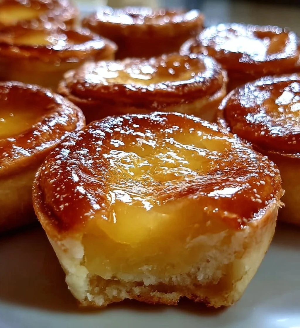 Baby Lemon Impossible Pies served on a plate with lemon slices