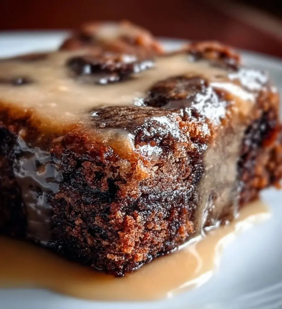 Delicious banana bread brownies topped with walnuts and chocolate chips.