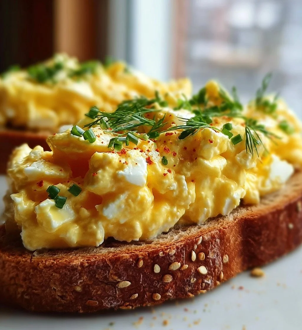 Delicious cottage cheese egg salad sandwich on a plate, fresh and healthy.