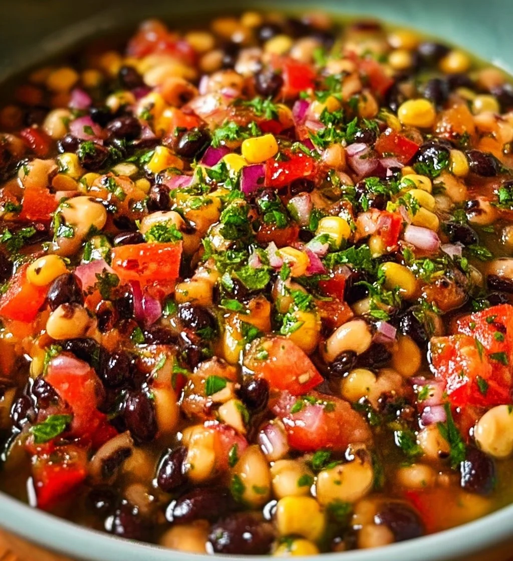Delicious Cowboy Caviar served in a bowl with fresh ingredients
