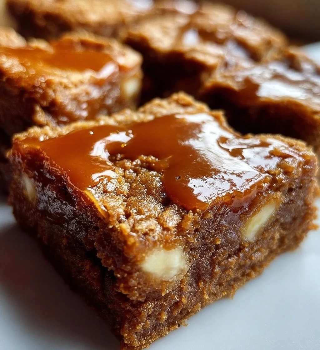 Deliciously baked Biscoff Blondies topped with Biscoff spread