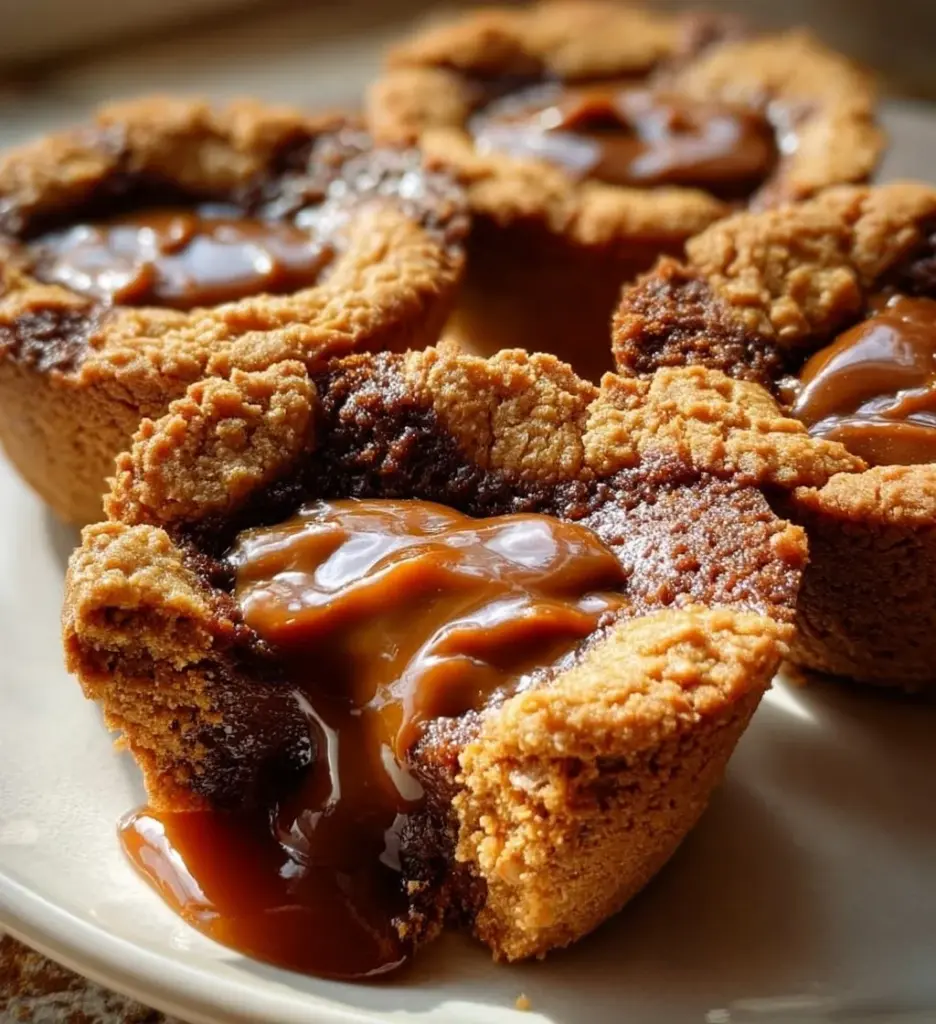 Delicious Biscoff Lava Cookie Cups with melted cookie center