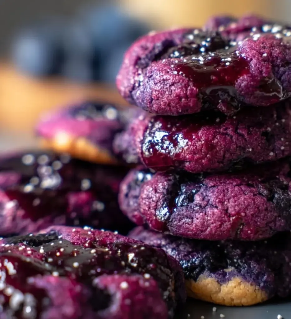 Delicious Blueberry Cookies fresh out of the oven with blueberries on top