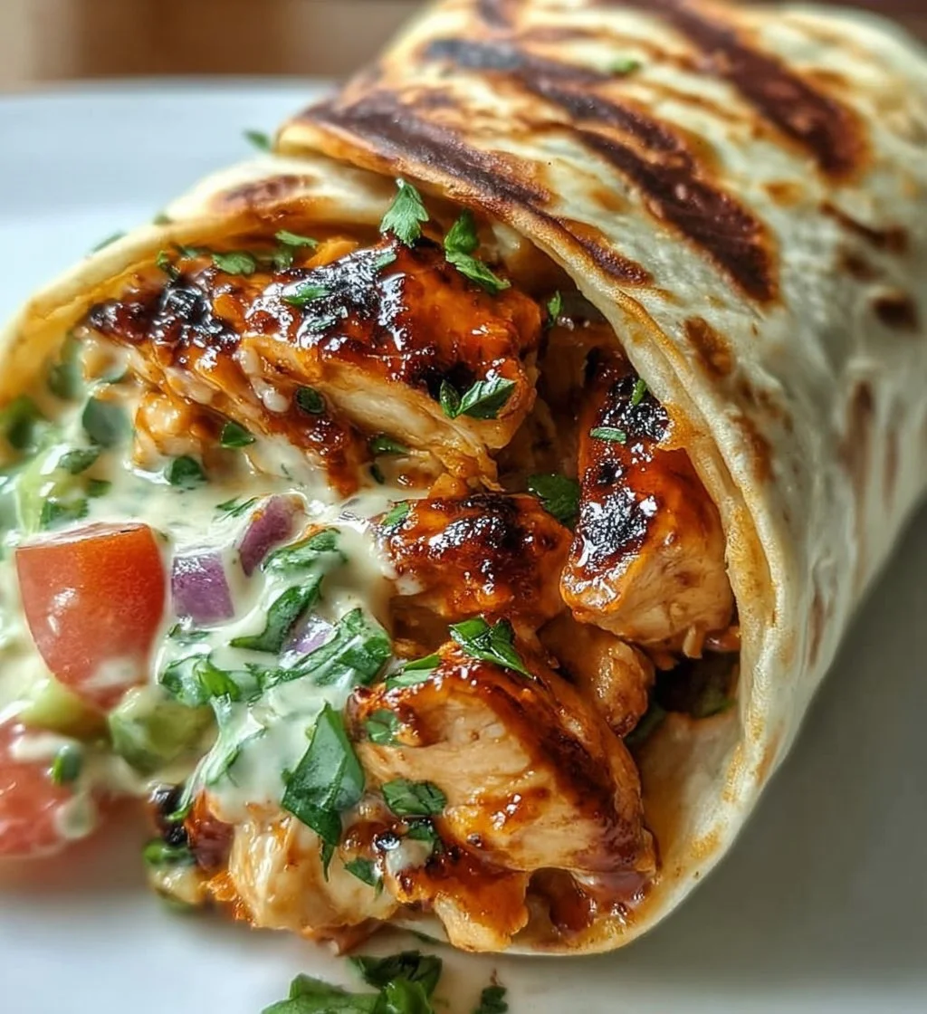 Delicious Chipotle Ranch Grilled Chicken Burrito filled with fresh ingredients