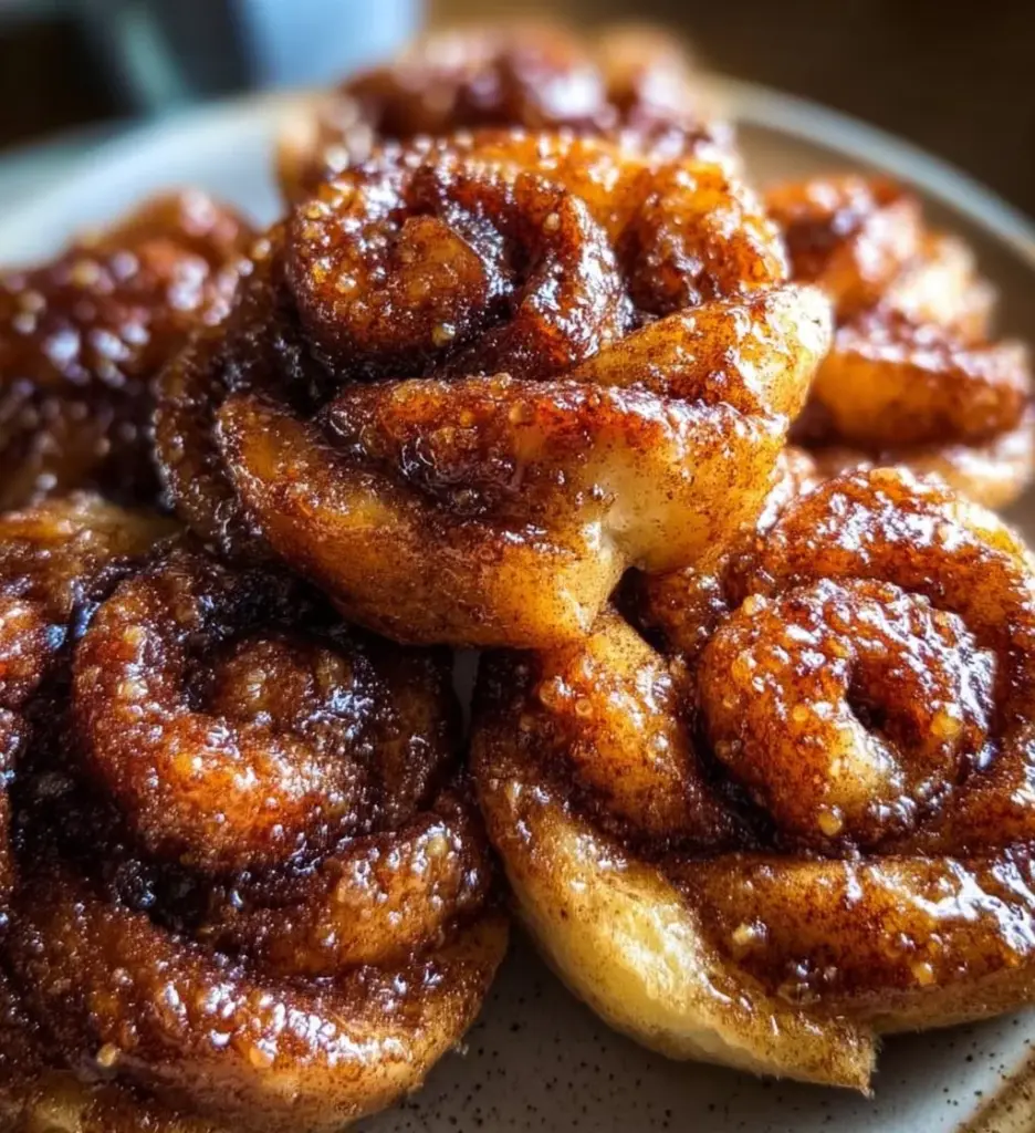 Delicious homemade Cinnamon Crunch Knots topped with sugar and cinnamon
