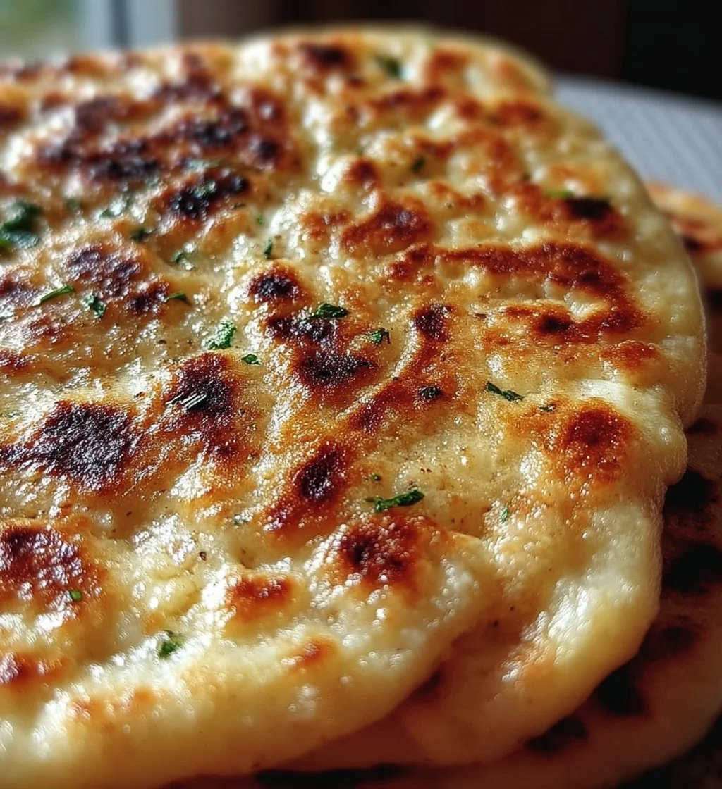 Homemade Cottage Cheese Flatbread served with fresh herbs and toppings