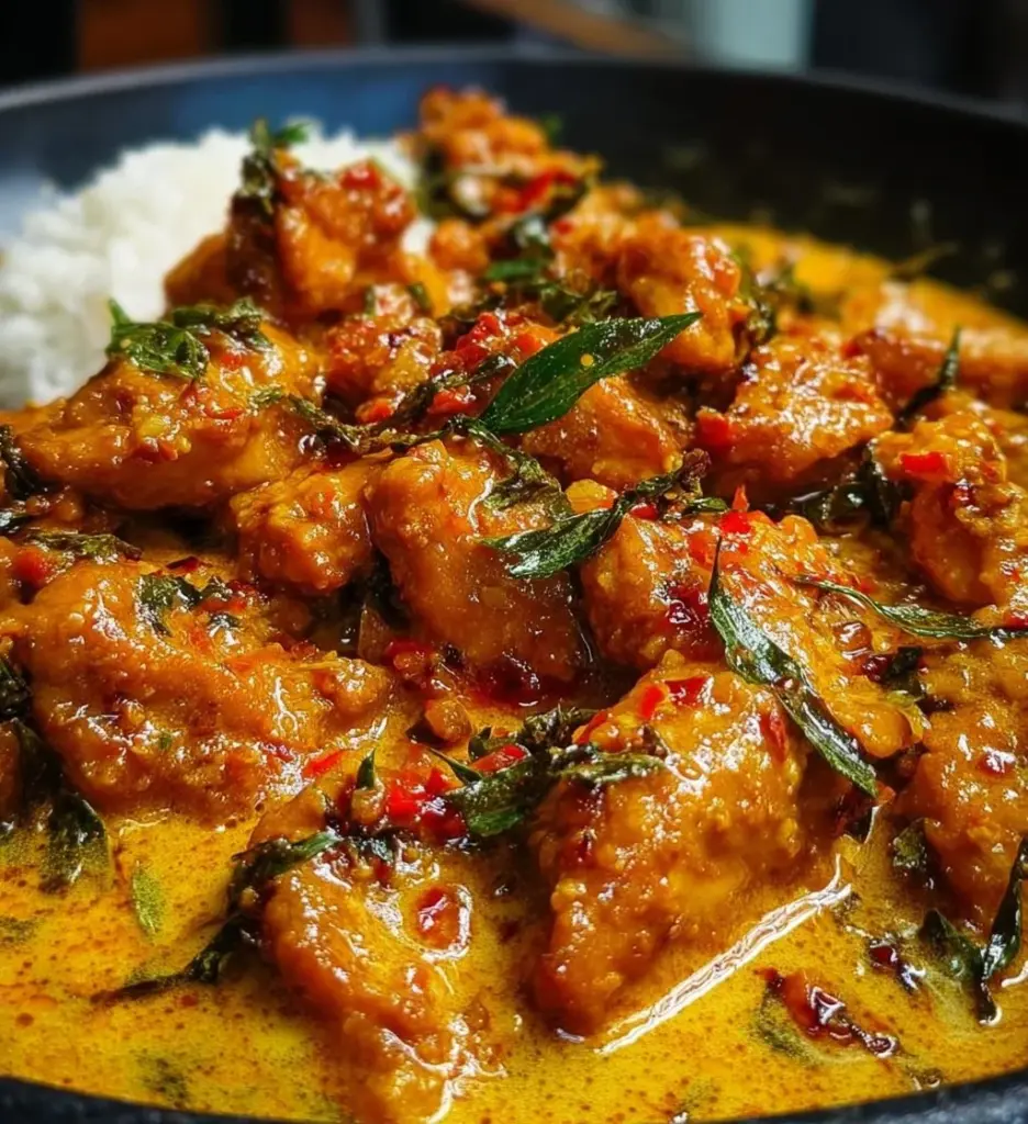 Delicious creamy crispy Singapore butter chicken served with rice