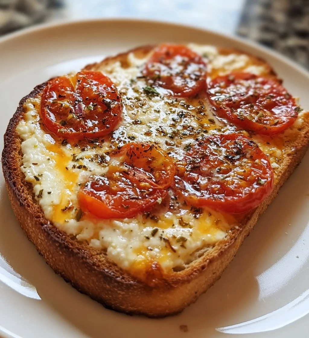 Easy air fryer cottage cheese pizza toast topped with fresh ingredients.