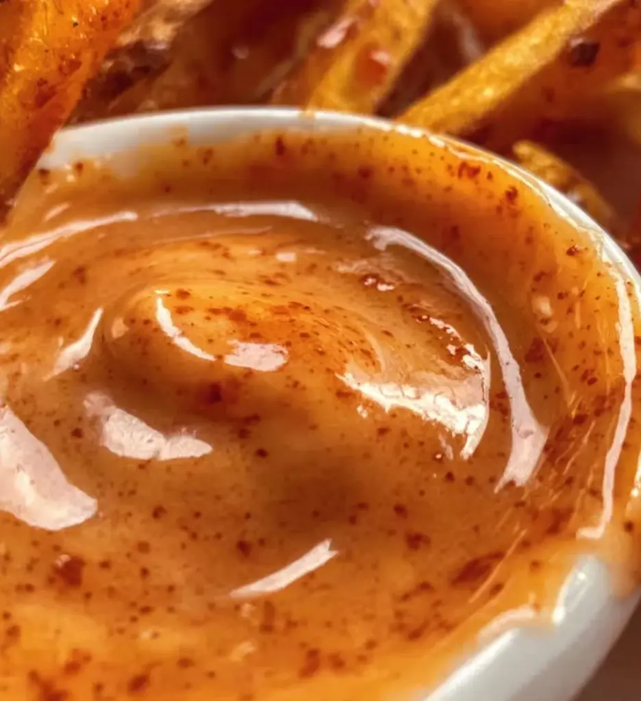 Easy BBQ Greek yogurt dipping sauce in a bowl with herbs