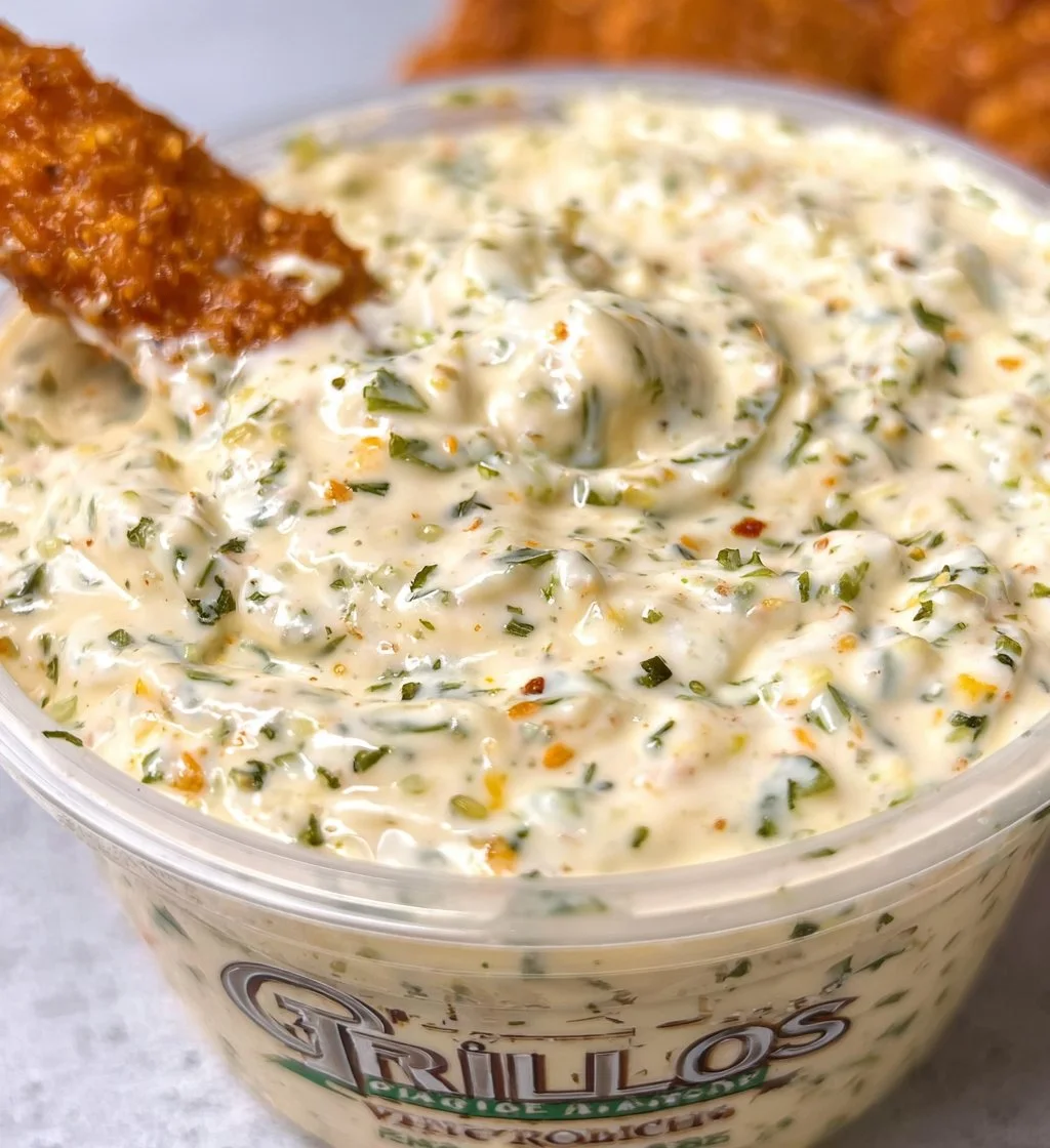 Easy creamy Grillo's Pickle De Gallo Ranch Dip served in a bowl