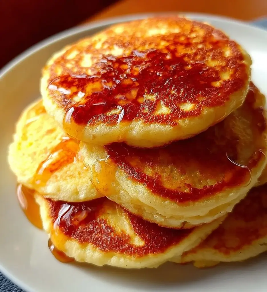 Fluffy Greek yogurt pancakes made with almond flour on a plate