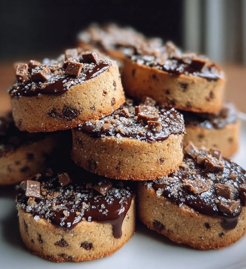 Delicious espresso shortbread cookies with toffee chunks on a plate