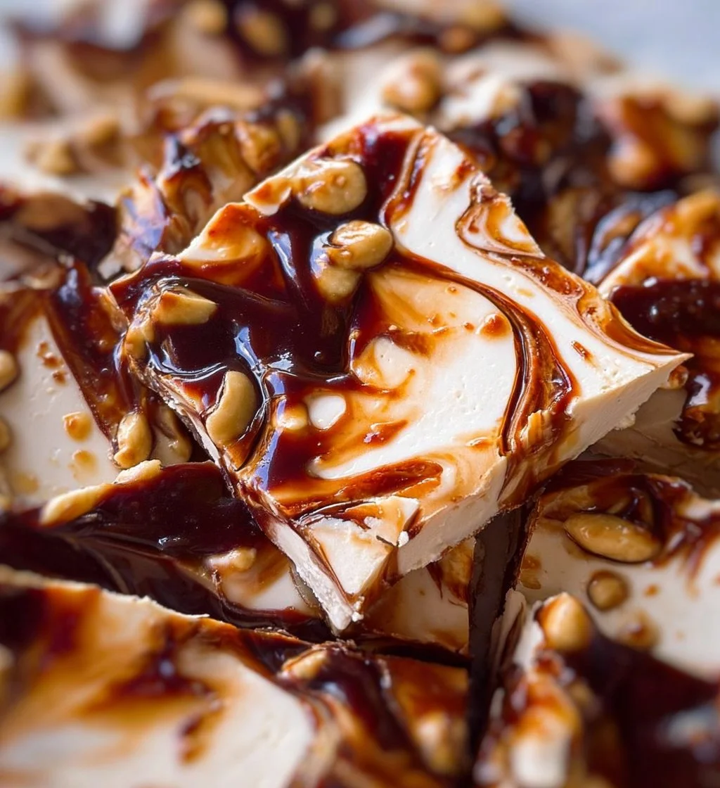 Frozen cottage cheese bark topped with fruits and nuts for a healthy snack