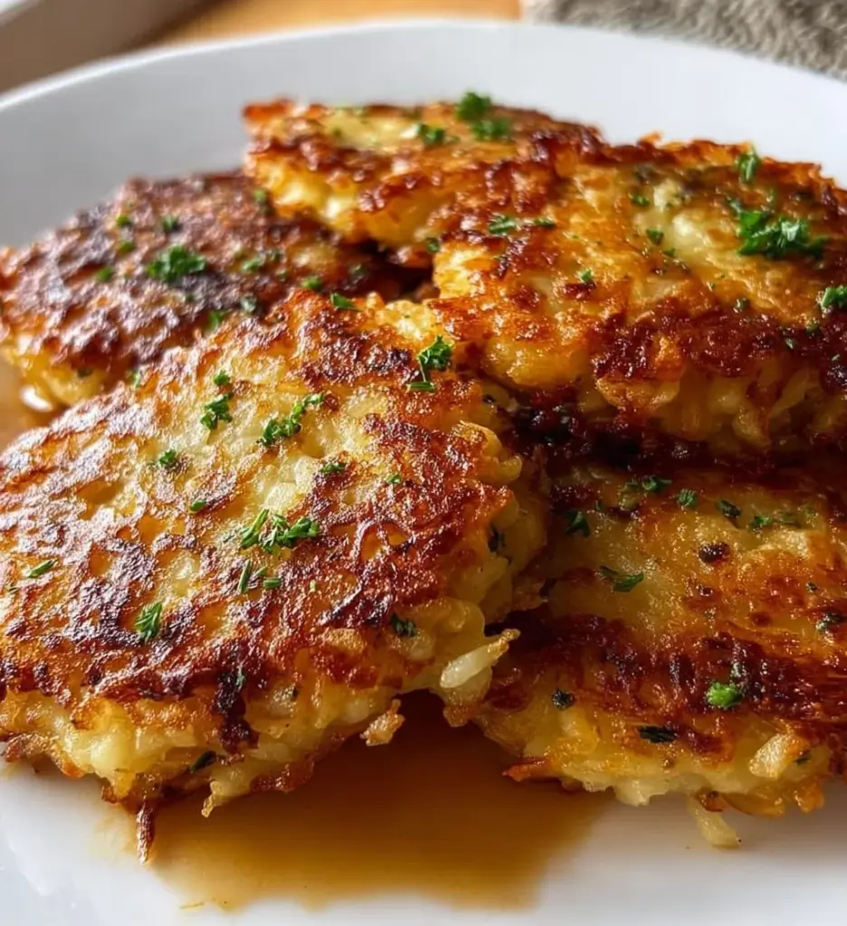 Crispy German potato pancakes served with sour cream and applesauce.