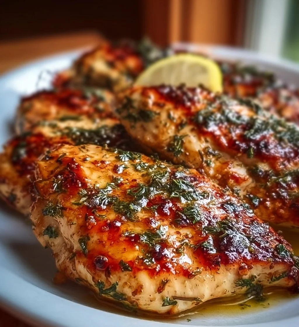 Greek yogurt marinated chicken breasts cooked to perfection