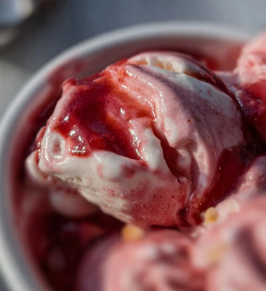 Bowl of healthy homemade Greek frozen yogurt topped with fresh fruit