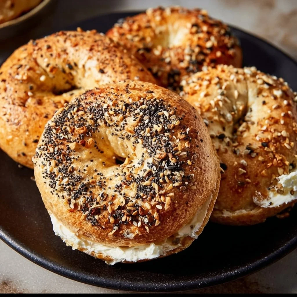 High-protein cottage cheese bagel topped with fresh herbs