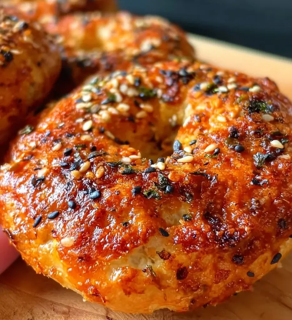 High protein cottage cheese bagels fresh from the oven.