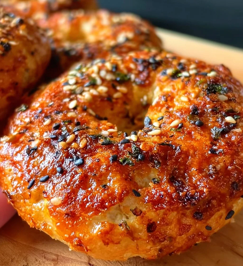 High protein cottage cheese bagels fresh from the oven.