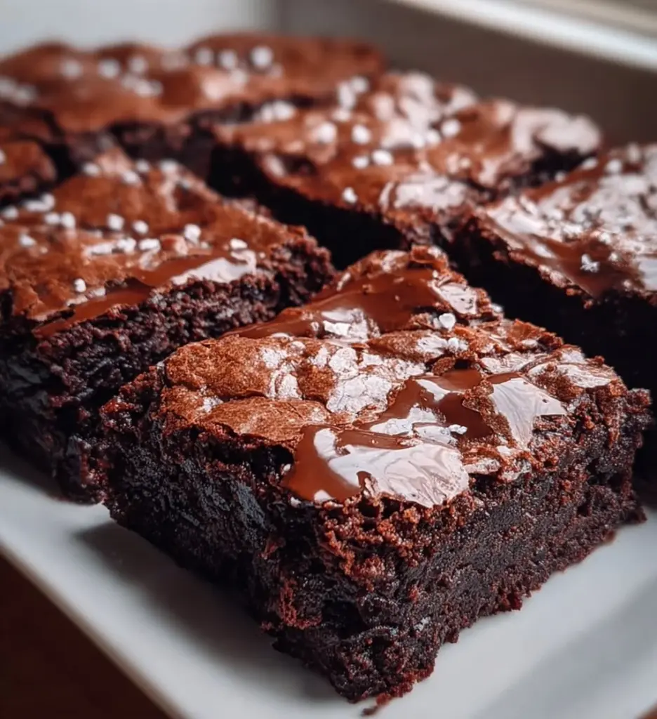 High protein Greek yogurt brownies topped with chocolate drizzle.