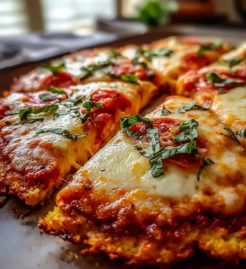 Delicious Keto cottage cheese pizza crust fresh out of the oven.