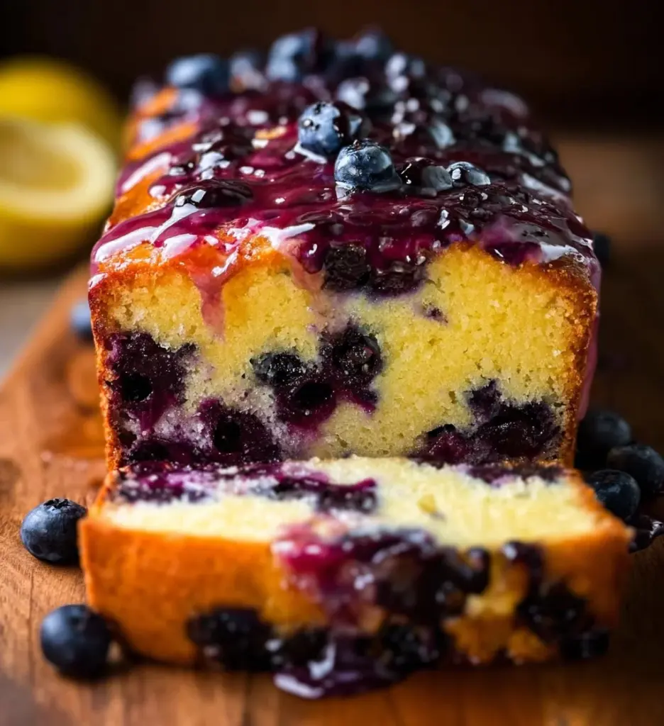 Delicious lemon blueberry yogurt loaf with fresh blueberries and lemon zest