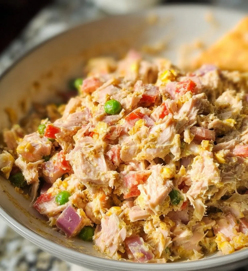 Matthew McConaughey's viral tuna salad recipe served in a bowl with fresh ingredients