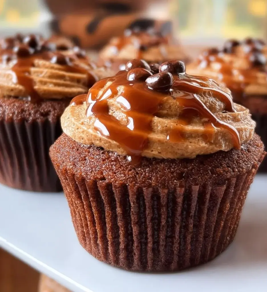 Delicious mocha cupcakes decorated with creamy frosting and coffee beans.